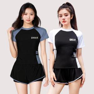 여성래쉬가드세트 반팔티 반바지 상하세트 워터파크 온천 래쉬가드수영복