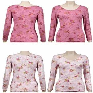 YWstore 꽃무늬 천연섬유 9부 여성 내복 상의 여자내의 소프트한촉감