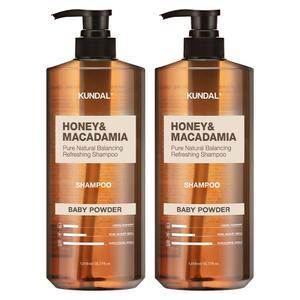 쿤달 허니 헤어 세정 삼푸 앤 마카다미아 네이처 샴푸 베이비파우더향 1.058L 2개