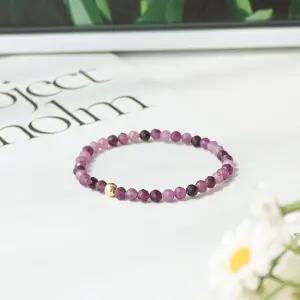 14k 골드필드 컷팅 자수정 원석팔찌 4미리 크리스탈 파워스톤 천연석 레이어드 얇은팔찌