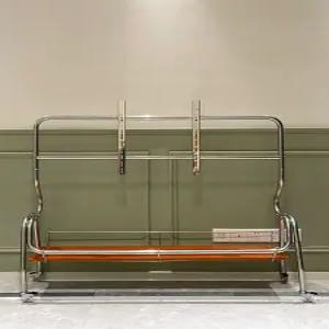 바퀴달린 이동식 미드센츄리 TV 모니터 거치대 스테인리스 선반