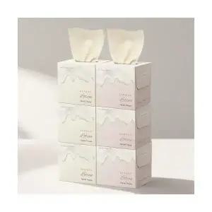 휴홈 무표백 보습 대나무 로션 티슈 미니 250매, 6개