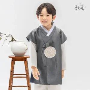 [금동이]AM240남그레이둥근보 아동한복 남아한복