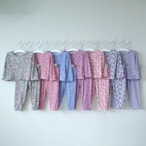 (무배)긴팔 플리츠 아동 주니어 꽃주름 잠옷 조거세트