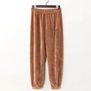 여성 포근 밍크 극세사 데일리 파자마 바지 브라운