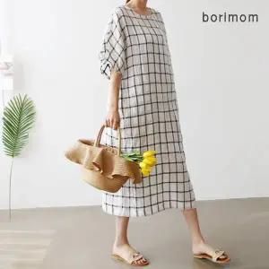 [보리보리/보리맘]린넨 바네사 소매 퍼프 원피스 빅사이즈 오피스 임부복 리넨 롱원피스