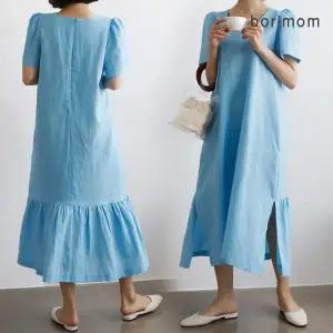 [보리보리/보리맘]린넨 스퀘어 원피스 빅사이즈 오피스 임부복 리넨 롱원피스