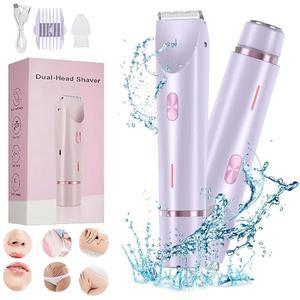 글로우 아우라 여성 면도기, 여성용 비키니 트리머 USB 충전식, IPX7 방수 습식 및 건식 전기 언더암 다리 팔 바디 페이스용 무통 헤어 리무버, 퍼플