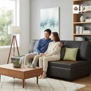 노송가구 예림 천연가죽 참숯황토 흙쇼파 카우치 침대 온열소파