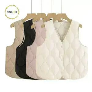 [온루트] 여성 데일리 물결 퀼팅 경량 패딩 조끼, 간절기,겨울,김장,방한,베스트,사무용,엄마스타일,출퇴근용,엄마,작업복,사무실,현장,가을,겨울,점퍼,브이넥,선물,숏패딩,누빔