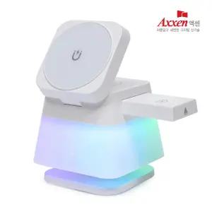 액센 A132 회전 맥세이프 무드 램프 3 In 1 무선충전기_갤럭시용