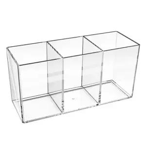 고품질 3칸 투명 아크릴 연필꽂이 일자연결 화장소품케이스 (WFK5K2Q)