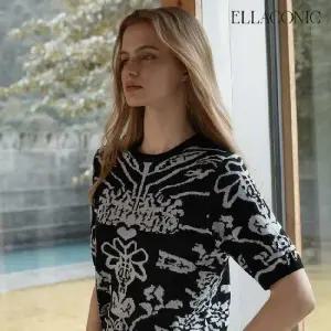 [런칭가69,000원 2만원 ] 엘라코닉 울실크 혼방 자카드 풀오버