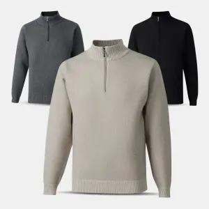 남성 기모 골지 반집업 니트 티셔츠 NNT01 중년 겨울