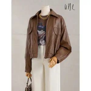 [하프클럽/윈]UNE스타일리쉬 레더필 블루종자켓