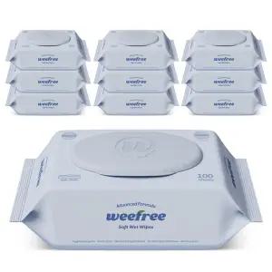 위프리 소프트 블루 캡형 아기물티슈, 50g, 100매, 10팩