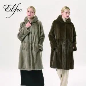 [신세계라이브쇼핑]25FW 진도 엘페 휘메일 풀스킨 밍크 후드 코트 - 실버블루,브라운(EC17)