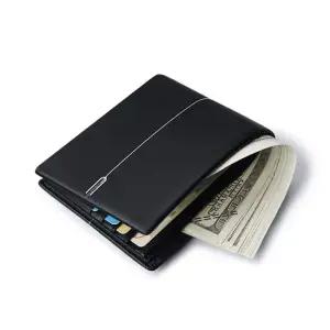 B340W 라인 포인트 남자 천연소가죽 반지갑