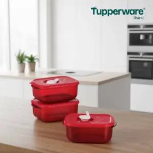 타파웨어 스마트 레인지 사각 260ml (3) 레드 전자레인지용기