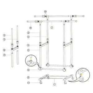 스텐 옷행거 선반행거 이동식행거 바퀴고정 2단 (WF0BE5B)