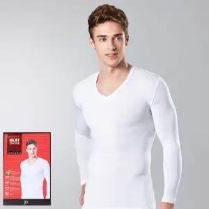 제임스딘 에어로히트 흰색 V넥 남자 발열 내의 내복 상의