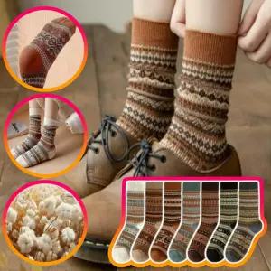 노르딕 자카드 중목양말 10개 패턴 포근한 겨울양말 여성용 데일리 빈티지 7컬러