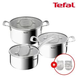 테팔 인덕션 SS 퍼펙트 레지스트 냄비 3종(편수16+양수20+24)(+드브르베 장갑)