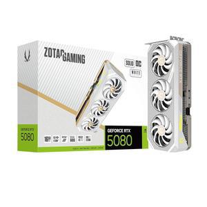 ZOTAC 게이밍 지포스 RTX 5080 솔리드 OC 화이트 에디션 DLSS 4 16GB GDDR7 256비트 30Gbps PCIE 5.0 그래픽 카드, 아이스스톰 3.0 어드밴스드 쿨링, 스펙트라 2.0 ARGB 조명, ZT-B50800Q-10P