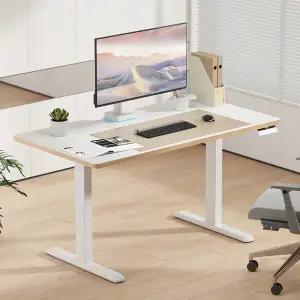 엔산마운트 높이조절 모션데스크 NMD1 라운드상판 듀얼모터 전동데스크 화이트 블랙 1400x750