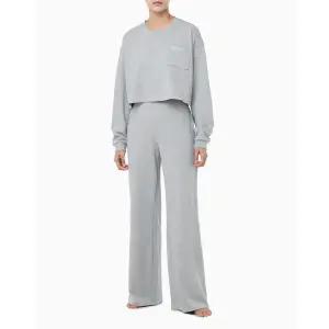 [롯데백화점]캘빈클라인 (QS7516-QS7517-P7A)여성 CK 베이직 라운지 로고 져지 크롭 롱슬리브쇼츠세트