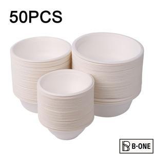 친환경 일회용 식기, 흰색 종이 그릇, 야외 파티 다이닝 용품, 50PCs팩, 220 350 500ml
