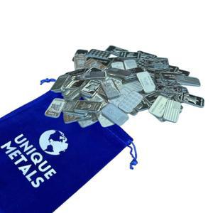 주얼리 파우치에 담긴 랜덤 디자인의 1g .999 미국 퓨어 실버 바 50개 팩 제조