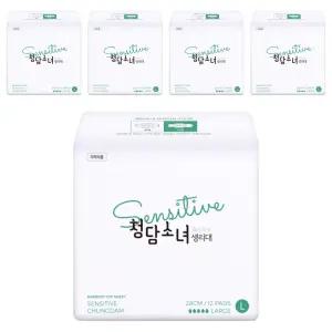 청담소녀 센서티브 피부자극없는 생리대 날개형 대형 12개입 5개