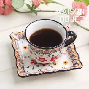 프라카 폴란드풍 도자기 사각 커피잔 세트