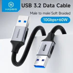 하기비스 USB to USB 케이블 3.2 A to A 남성-남성 연장 케이블 하드 드라이브 인클로저 KVM 노트북 쿨러 T