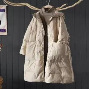 여성 겨울 경량 아우터 롱패딩 오버핏 후드 누빔 점퍼