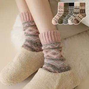 5개세트 몽루아 겨울 두꺼운 노르딕 니트 여성 겨울 양말 R289