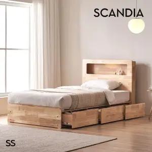 레임 3단 빅서랍 LED 원목 수납 침대 매트제외-슈퍼싱글)