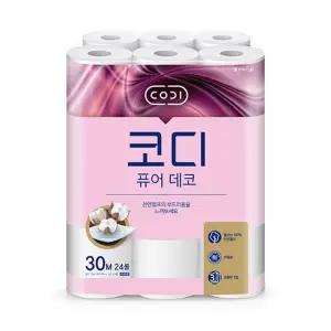 코디 퓨어 데코 천연펄프 화장지 30M*24롤