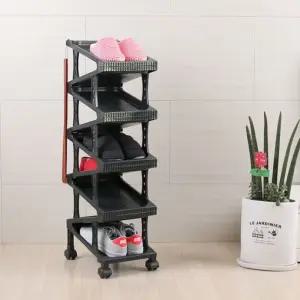 공간활용 지그재그 신발정리대 현관정리 신발장 9단플라스틱슈즈랙 수납장 수납대 슈즈렉 다용도 선반 발코