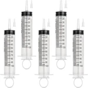 100ml 대형 주사기 팁 어댑터가 있는 액체용 플라스틱 과학 실험실용 에폭시 오일 이송 식물 급수 및
