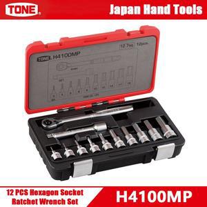 TONE H4100MP 12개 육각 소켓 라쳇 렌치 세트 보관 케이스 포함 다기능 비트 수리용 수공구