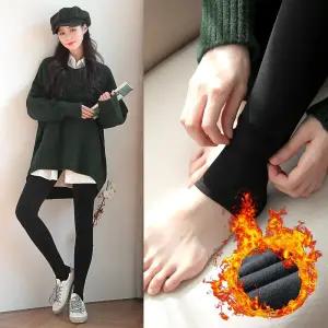 (2장세트) 밍크퍼 이중심리스 융털 레깅스 여성 겨울 타이즈 쫄바지 기모