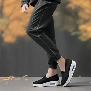 CMS7D86여성용 5색 무지 쿠션 웨지 슬립온 신발