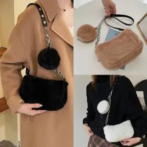 퍼스털 여성 겨울 체인 무지 포켓 직장인 학생 여성 스몰 패션잡화 슈베어 베스트 핸드폰 밍크 카이