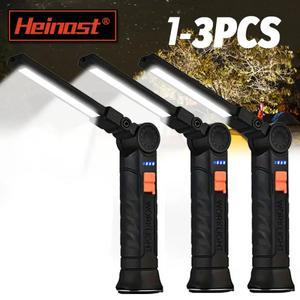 1-3개 COB 작업 조명 LED 손전등 마그네틱 베이스 충전식 걸이 후크 360 ° 휴대용 검사등 캠핑 회전