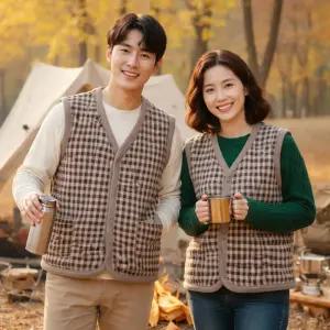 빅딜스 겨울 누빔 조끼 할머니 엄마 꽃무늬 기모 방한 보온 레트로 김장 조끼