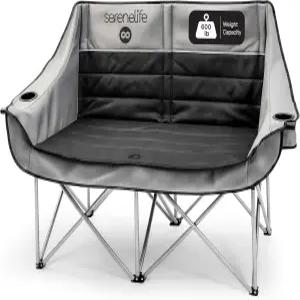 SereneLife 휴대용 더블 캠핑 러브시트 의자 컵 및 와인 잔 홀더 가방 뒷 수납 포켓 u2013 접이식 2인용