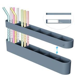 실리콘 빨대 홀더 캐비닛용 자가 접착식 디스펜서 주방 카운터 찬장 냉장고용 수납 정리함