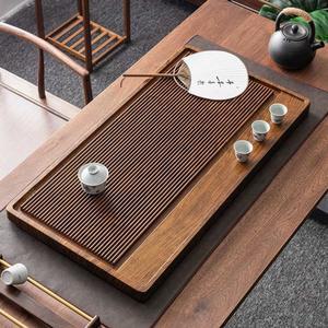 쟁반 퇴수기 고운 차판 43x20cm 찻상 다도 받침 우드 차반 원목 다판 50X32CM 배수 흑단색